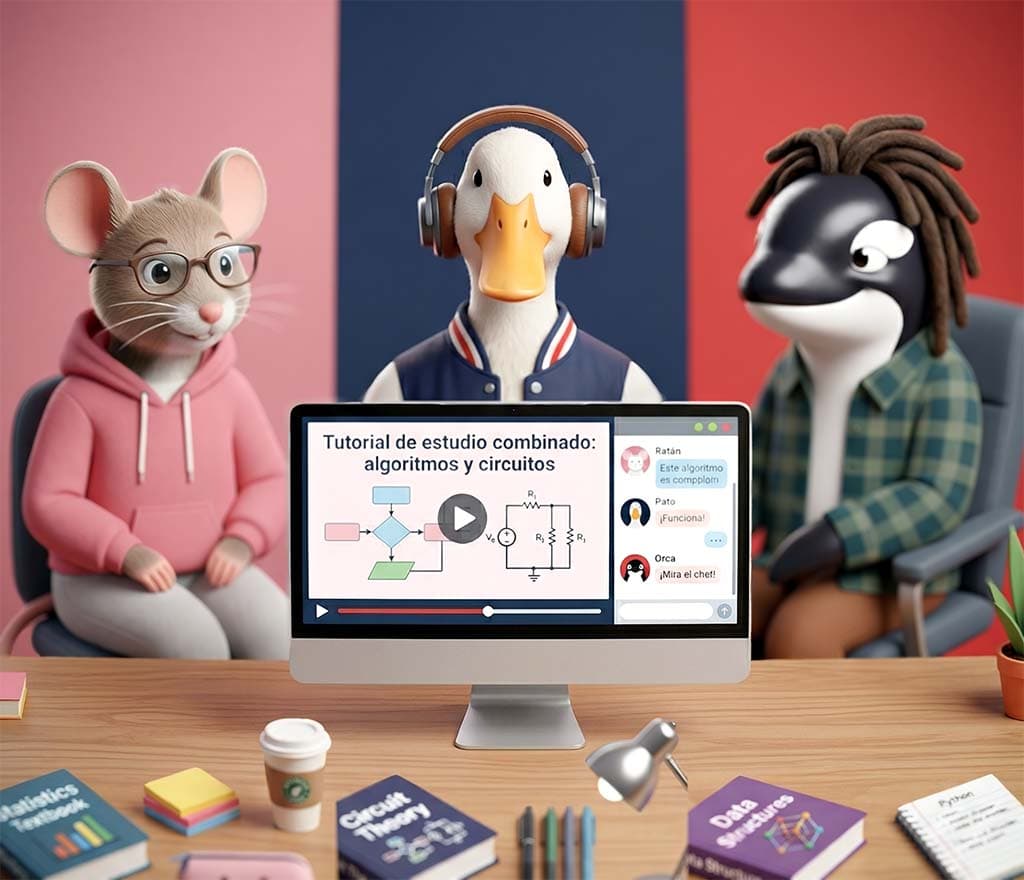 Espacio de estudio con iluminacion violeta